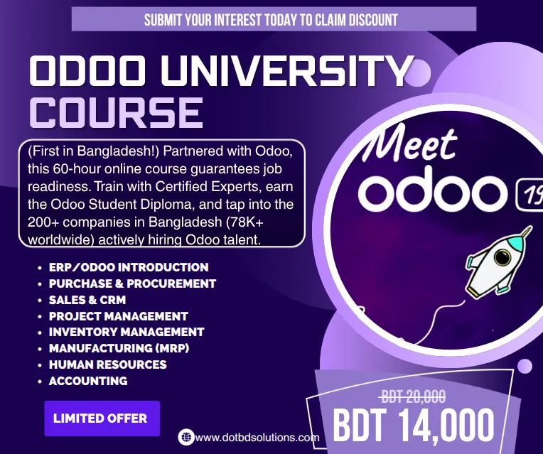 Odoo University Course by Dot BD Solutions Limited
